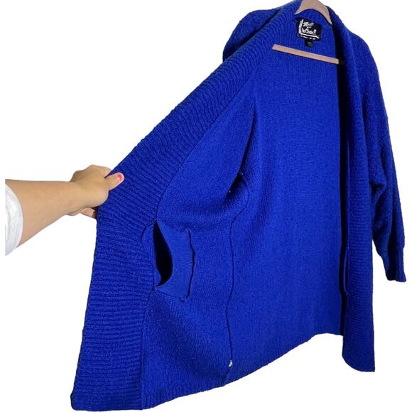 Vintage Monto par le Chois II Royal Blue Long Cardigan 100% Acrylic Chunky Knit - Picture 8 of 10